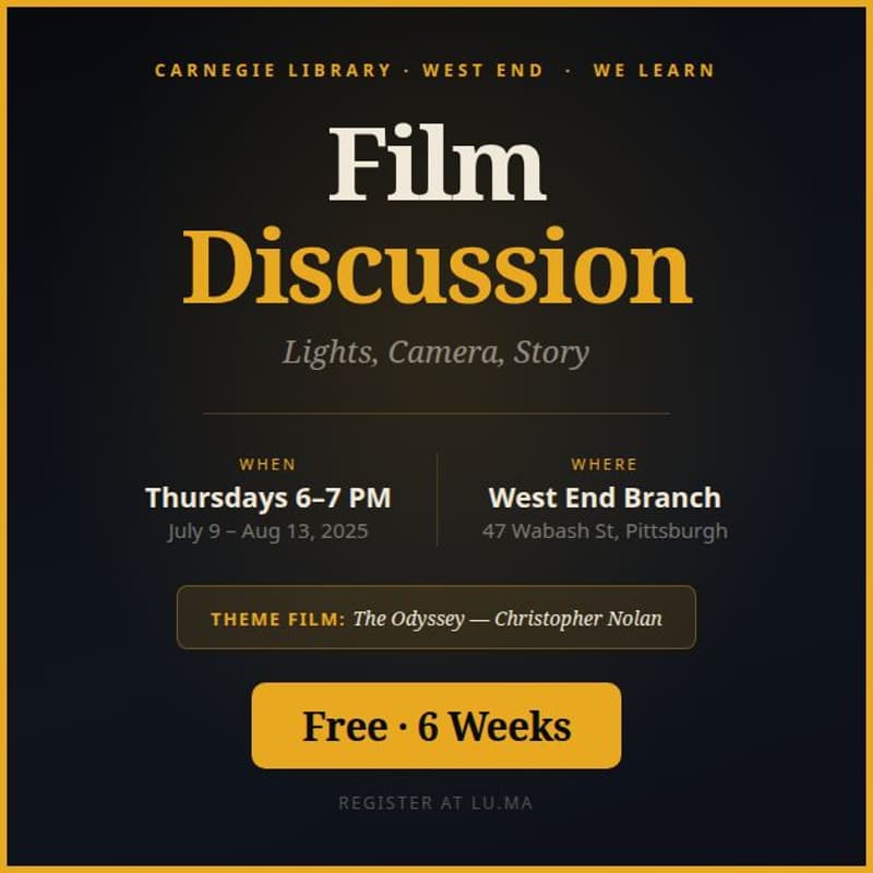 Cover Image for We Learn: Film Discussion — Lights, Camera, Story