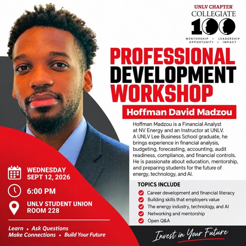 Cover Image for UNLV Collegiate 100Professional Development Workshop with Hoffman David Madzou