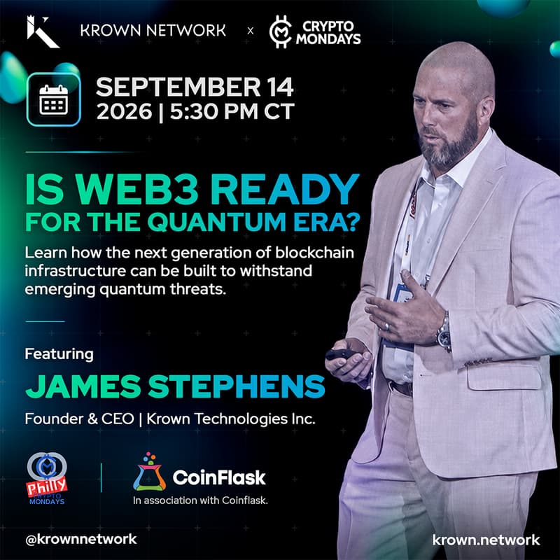 Cover Image for CryptoMondays Philly; ft. James Stephens, CEO Krown Technologies Inc.