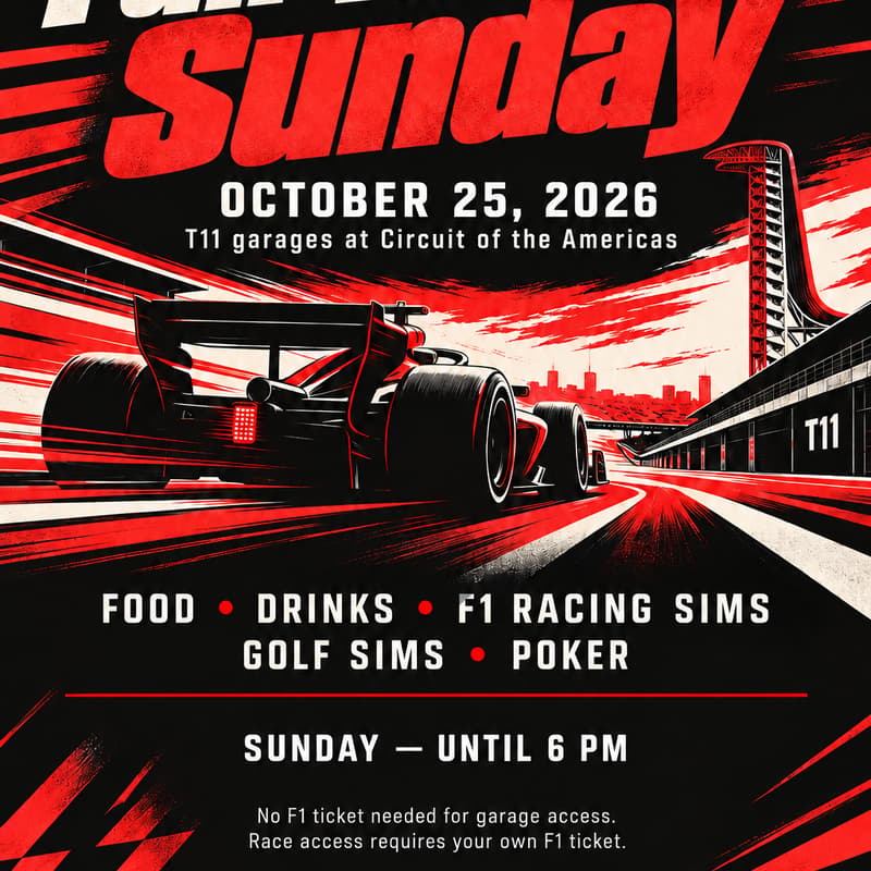 Cover Image for F1 Sunday @ Kyle's Garage - Unit 303