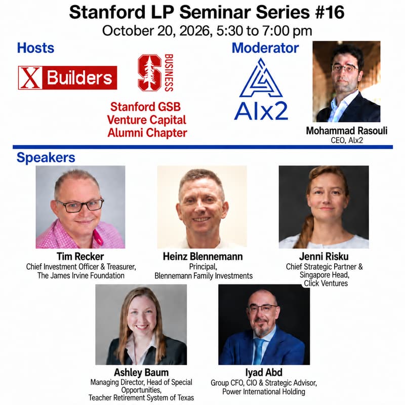 Cover Image for Stanford LP Seminar Series #16 (James Irvine Foundation; Blennemann Family; Click Ventures; Texas TRS; Power International Holding)