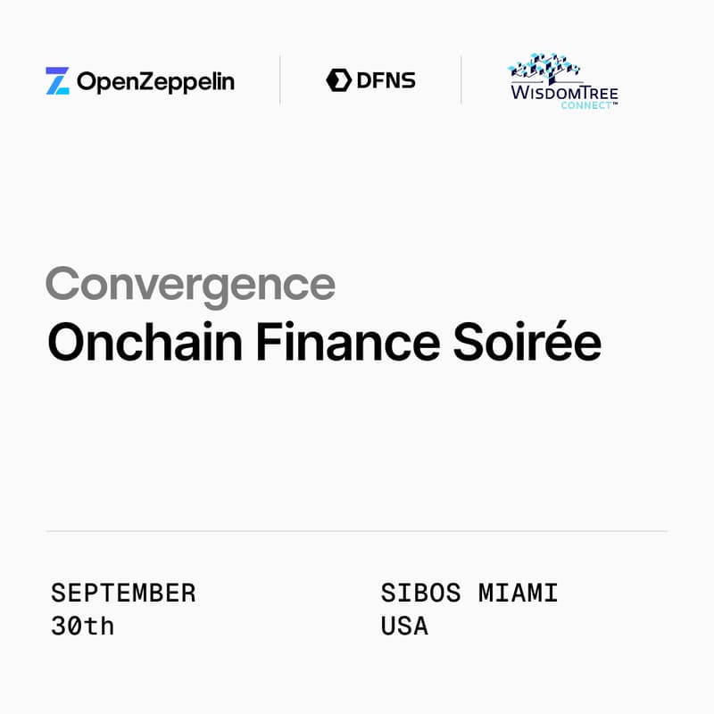 Cover Image for Convergence: Onchain Finance Soirée at Sibos Miami | OpenZeppelin x WisdomTree x DFNS