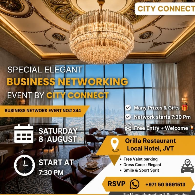 Cover Image for ✨ Special Elegant Business Networking by City Connect 💫 Free Entry + 1 Welcome Drink🍹& Many Prizes🎁