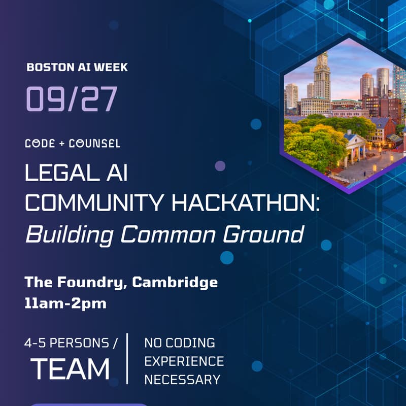 Cover Image for Code & Counsel Legal AI Community Hackathon: Building Common Ground