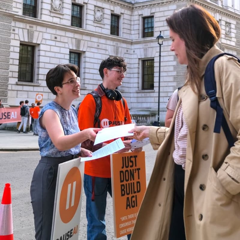 Cover Image for Tabling and Flyering for the March Against AI Extinction