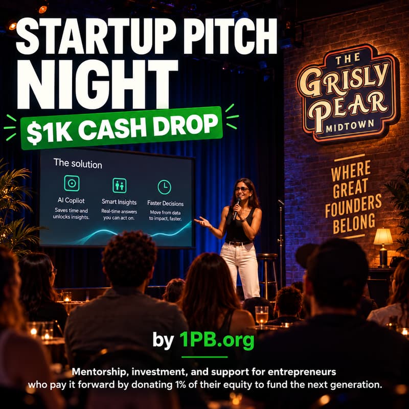 Cover Image for Startup Pitch Night: $1K Cash Drop (AI Optional) | by 1PB.org