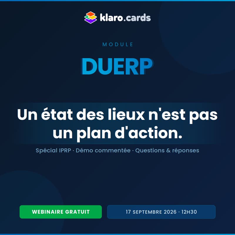 Cover Image for Le module DUERP de Klaro Cards pour les IPRP