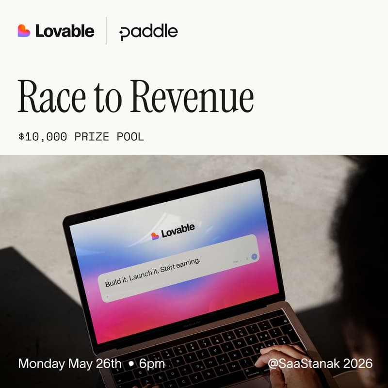 Cover Image for 🌊 Lovable x Paddle Race to Revenue @ SaaStanak 2026