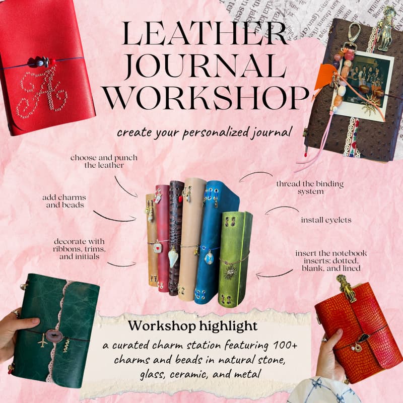 Cover Image for Leather Journal Workshop + Charm Bar Experience