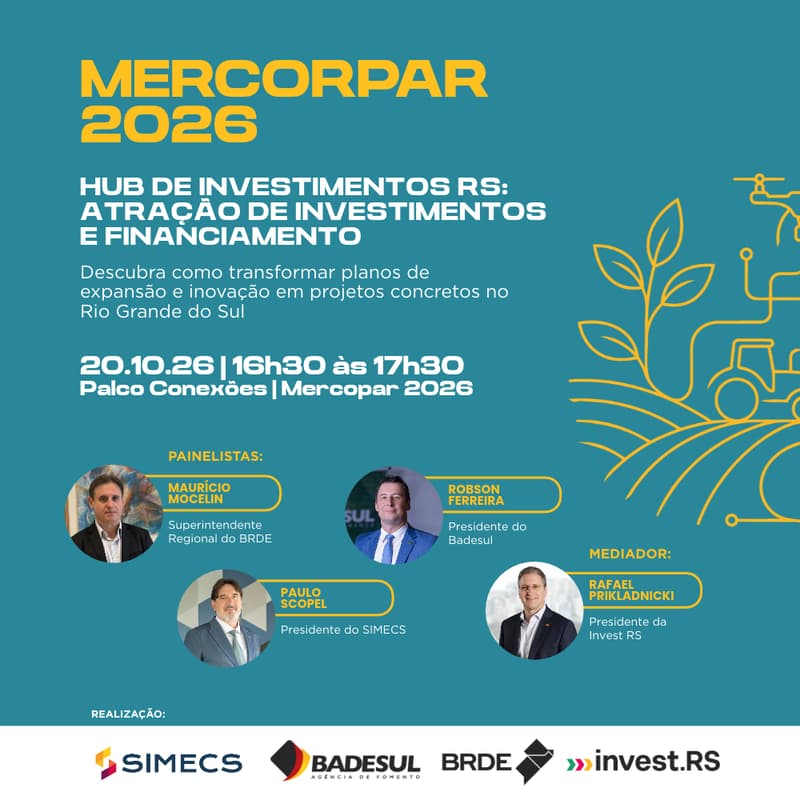 Cover Image for Painel Hub de Investimentos RS: atração de investimentos e financiamento + Coquetel de networking
