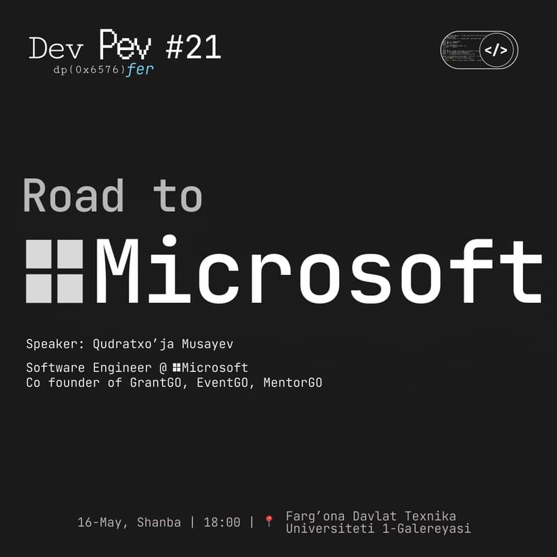 Cover Image for DevPev meetup #21 - Road to Microsoft
