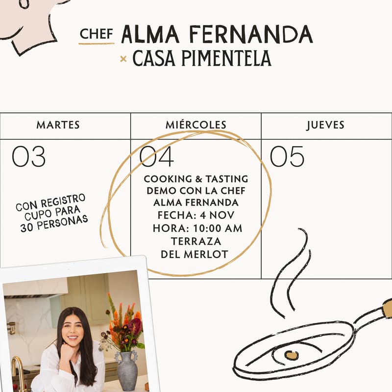 Cover Image for Demostración de Cocina · Chef Alma Fernanda × Casa Pimentela