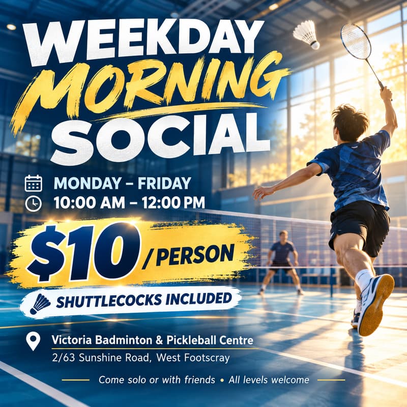 Cover Image for 🏸 Weekday Morning Badminton Social | $10
