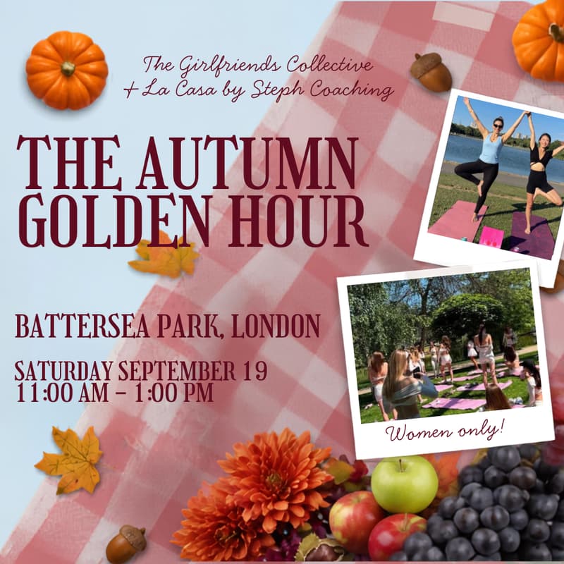 Cover Image for The Autumn Golden Hour 🍂 Saturday Yoga and Life Coaching at Battersea Park, London