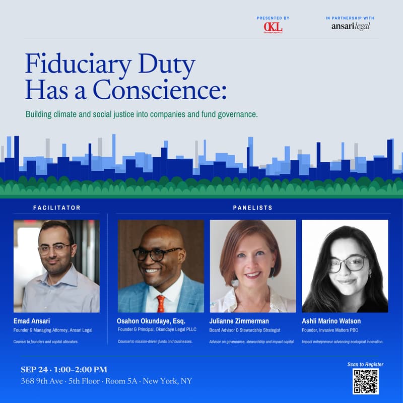 Cover Image for Fiduciary Duty Has a Conscience: Building Climate Justice into Companies & Fund Governance