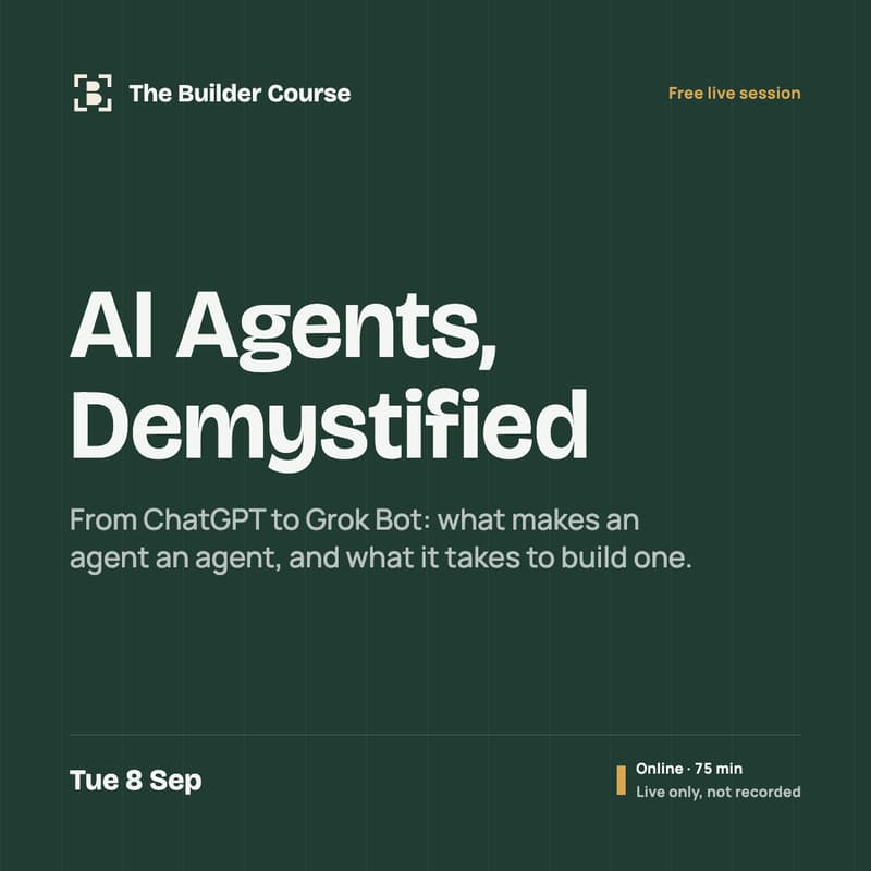 Cover Image for [Online] AI Agents, Demystified: from ChatGPT to Grok Bot