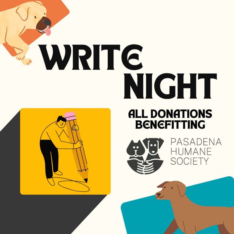 Cover Image for Write Night: Sip & Write Fundraiser for Pasadena Humane Society