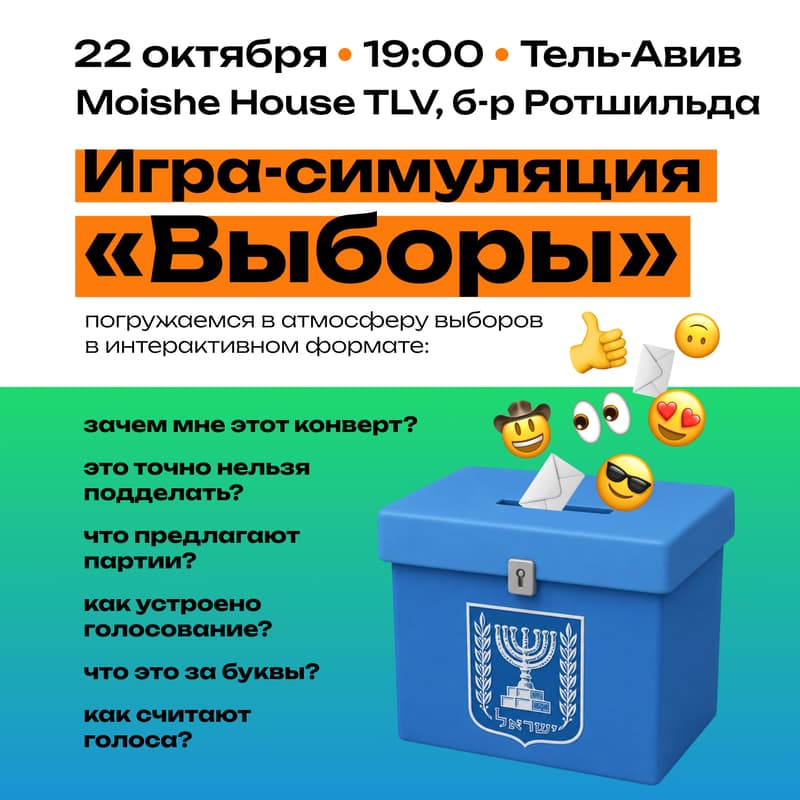 Cover Image for Игра-симуляция «Выборы» в Moishe House Tel Aviv
