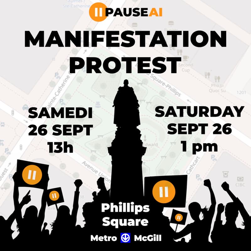 Cover Image for PauseAI MANIFESTATION | PROTEST, Sept 26 Phillips Square
