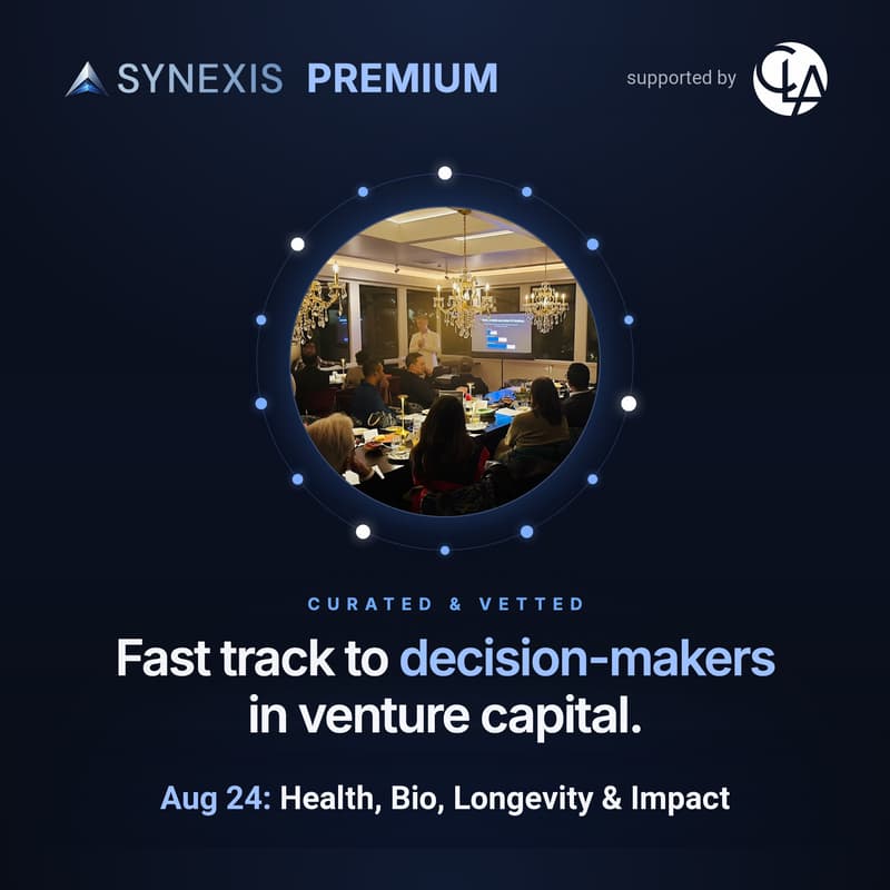 Cover Image for Synexis Premium – HealthTech, Longevity, Bio & Impact Investor Dinner [By Approval Only]