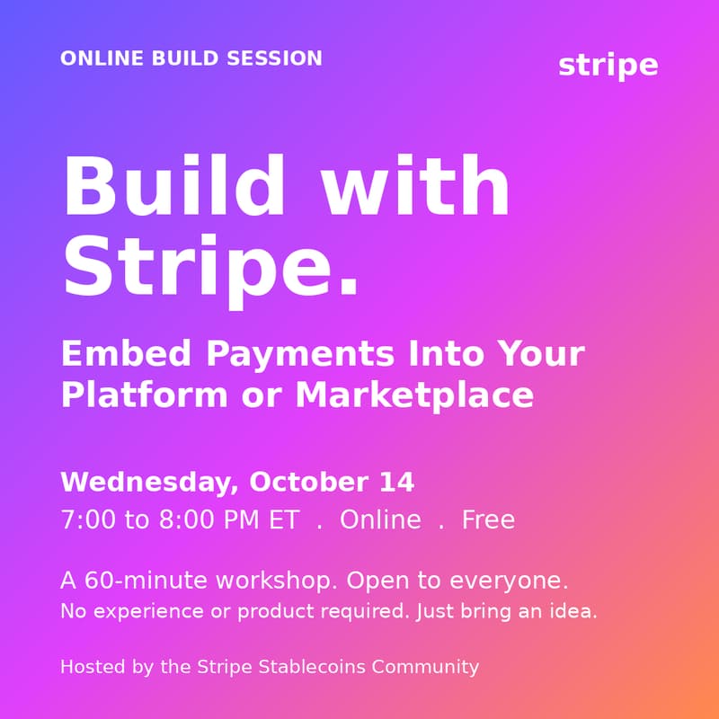 Cover Image for Build with Stripe Community: Build embedded payments into your platform or marketplace