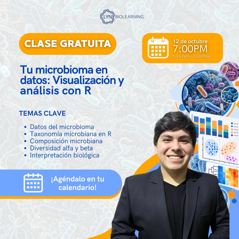 Cover Image for 🦠 ¡Clase Gratuita Online! Explorando el microbioma: análisis y visualización de datos metagenómicos con R