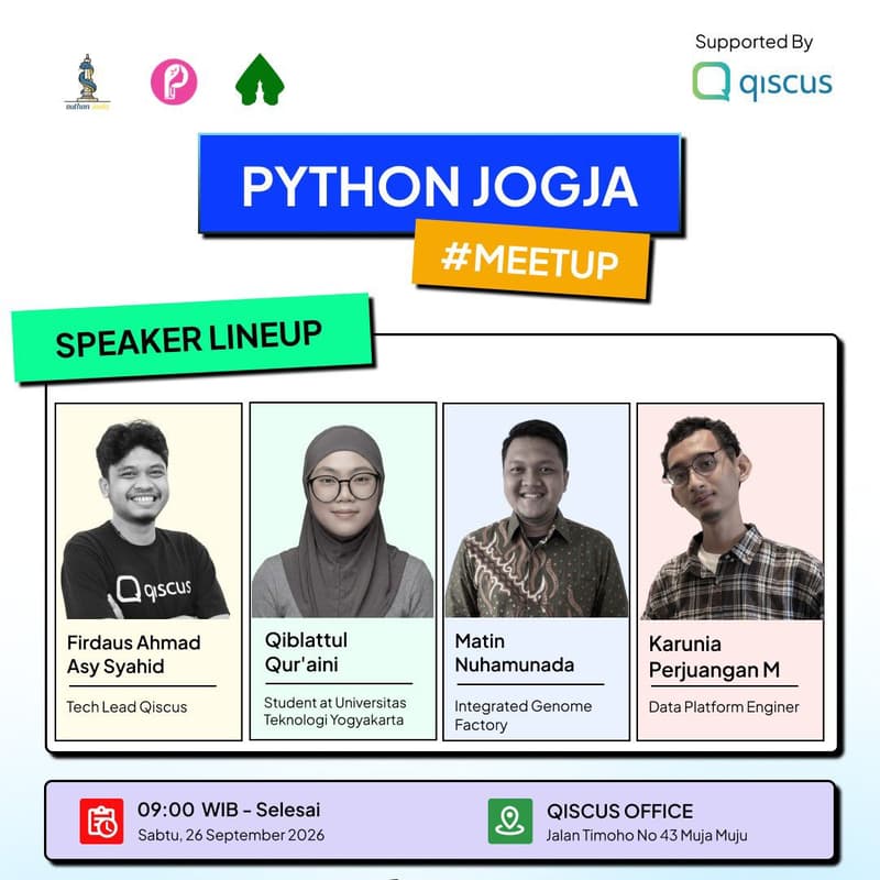 Cover Image for PyJogja Meetup in Collaboration with Qiscus