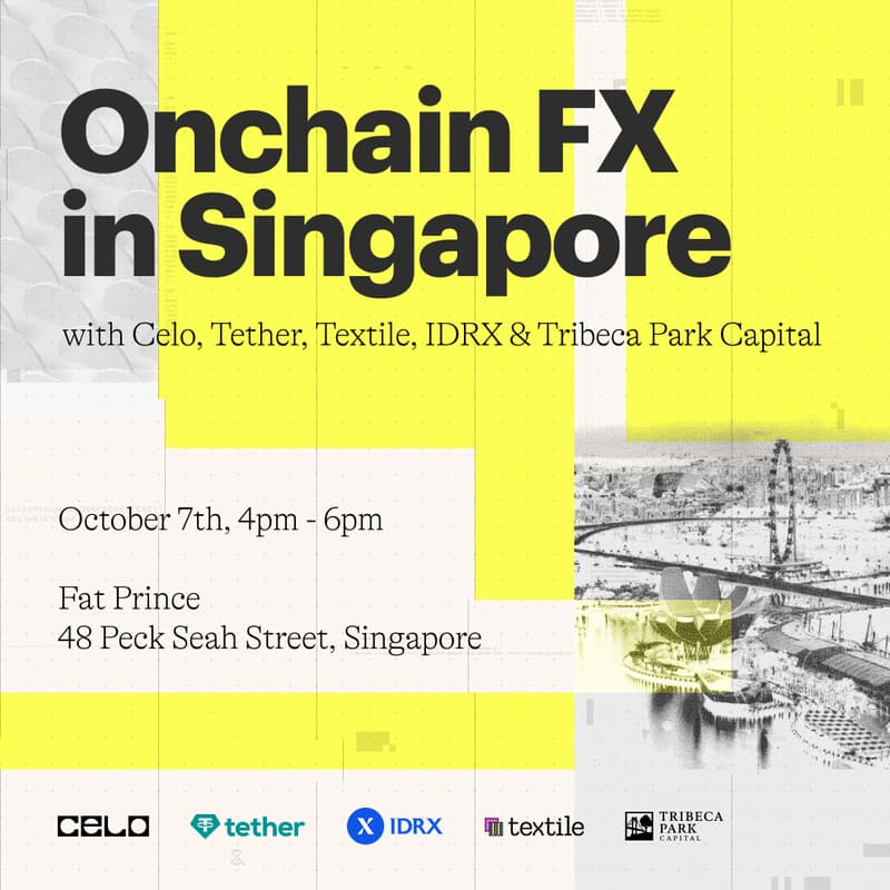 Cover Image for Onchain FX in Singapore: Celo, Tether, Textile, IDRX & Tribeca Park Capital