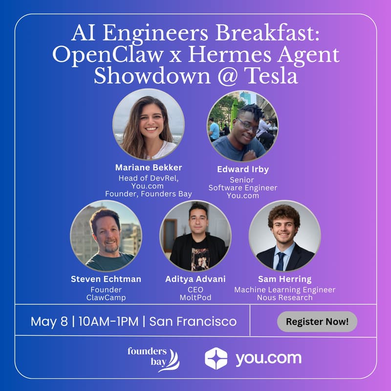 Cover Image for AI Engineers Breakfast: OpenClaw x Hermes Agent Showdown @ Tesla
