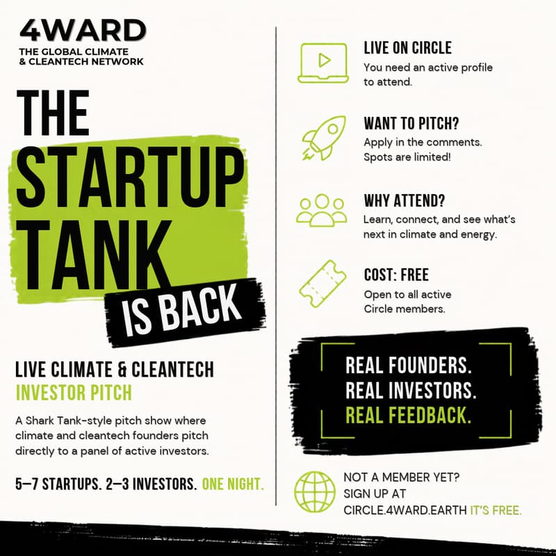 Cover Image for The Startup Tank - Live Climate & Clean-tech Investor Pitch - 3rd Edition