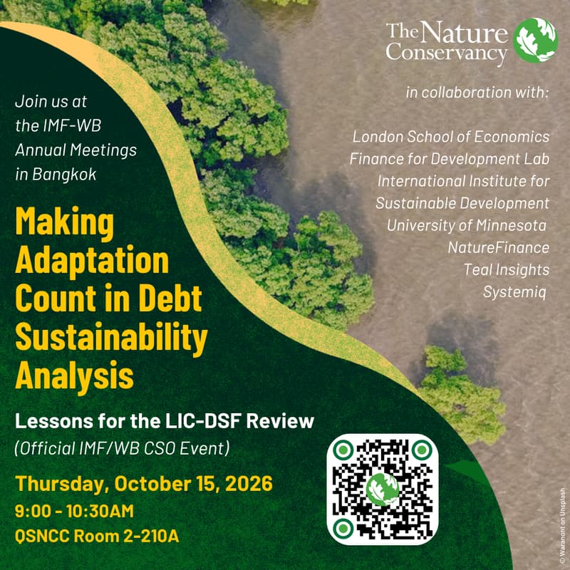 Cover Image for Making Adaptation Count in Debt Sustainability Analysis: Lessons for the LIC-DSF Review (Official IMF/WB Civil Society Policy Forum Event)