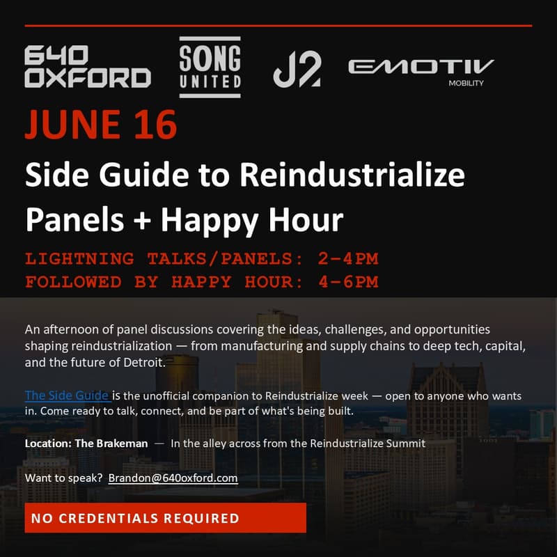Cover Image for Side Guide to Reindustrialize: Panels + Happy Hour