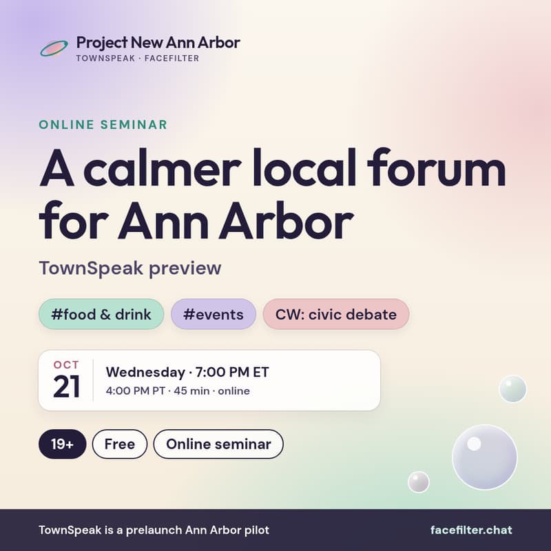 Cover Image for A Calmer Local Forum for Ann Arbor: TownSpeak Preview