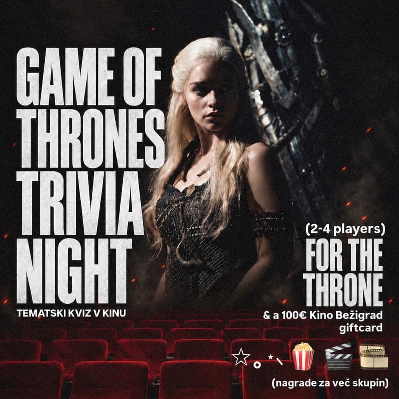 Cover Image for Game of Thrones trivia night: kviz v kino dvorani!