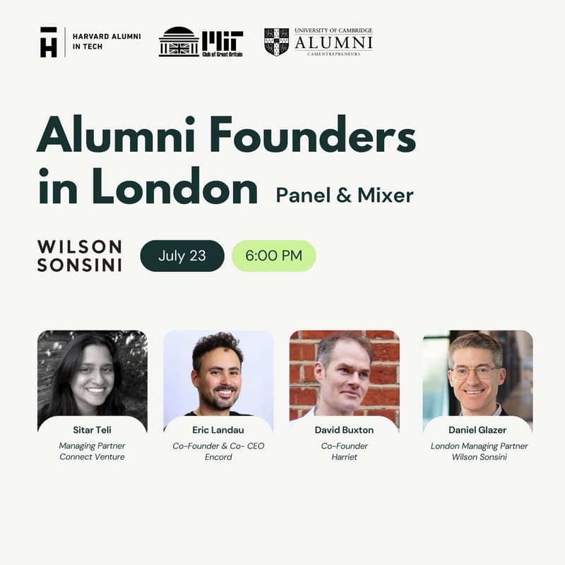Cover Image for Harvard x MIT x Cambridge Alumni Founder in London