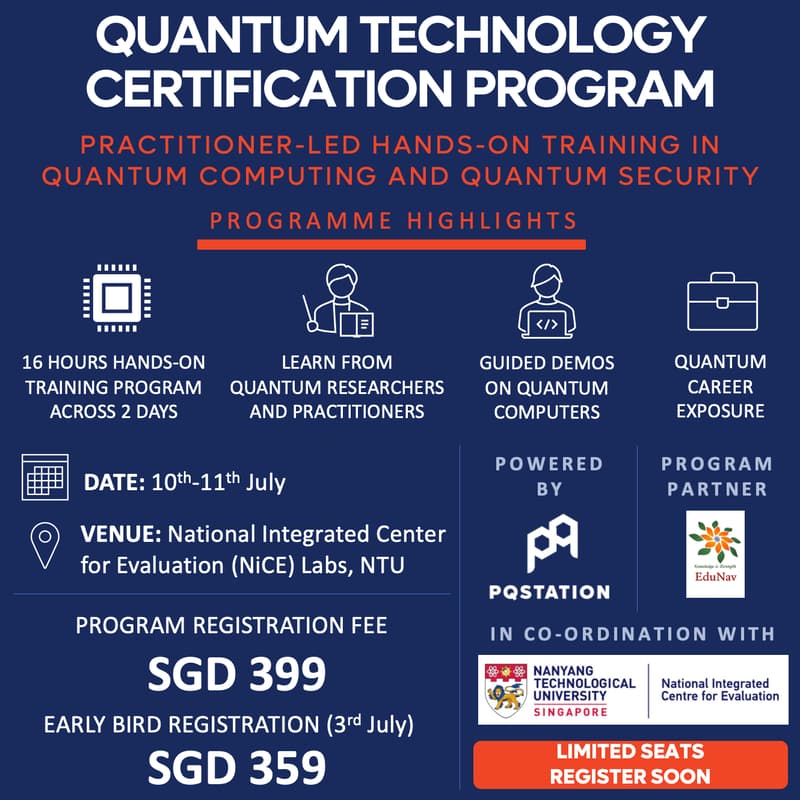 Cover Image for Quantum Technology Certification Program, NTU Singapore (Cohort 2)