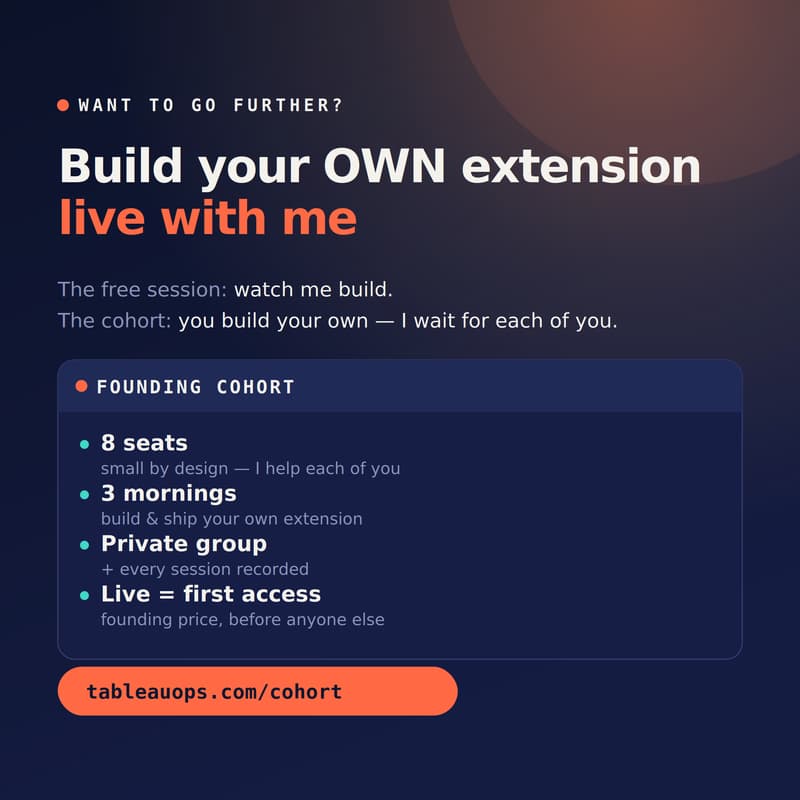 Cover Image for (Waitlist) TableauOps Founding Cohort Live Build (Dates TBD)