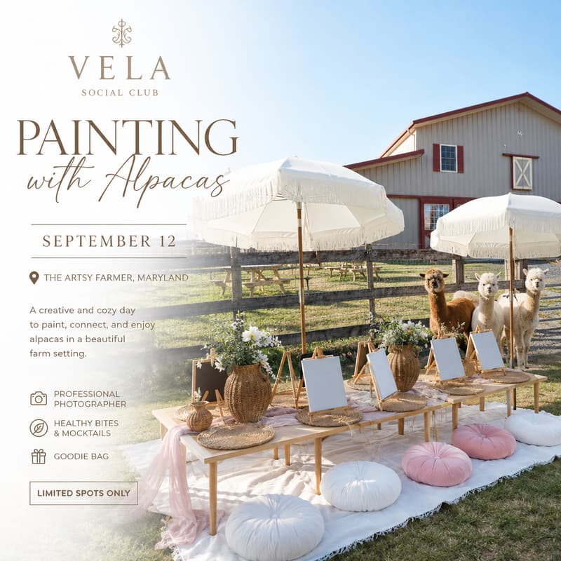 Cover Image for Painting with Alpacas | VELA Social Club