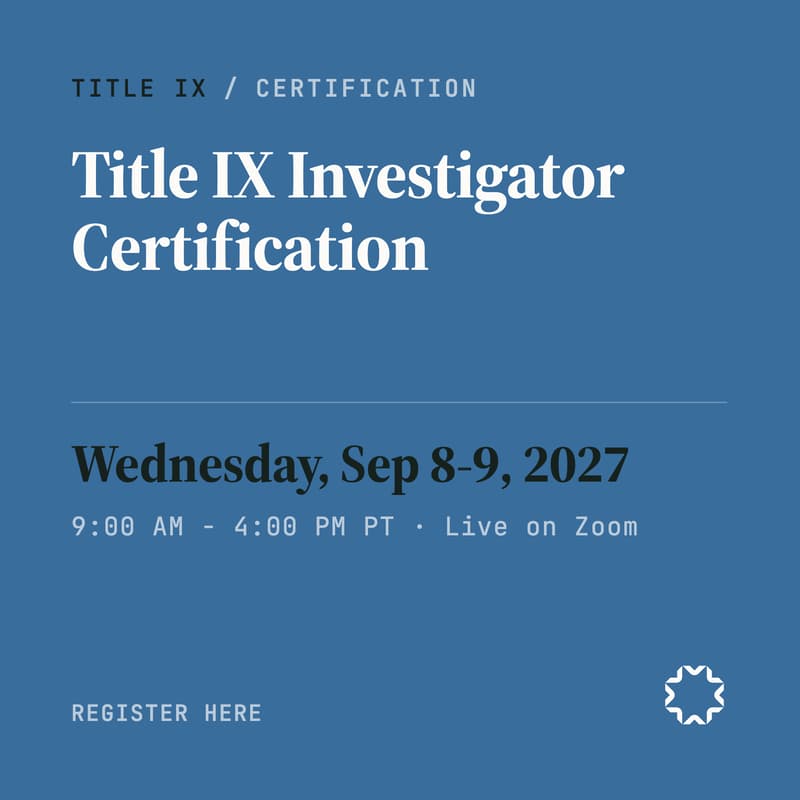 Cover Image for Title IX Investigator Certification