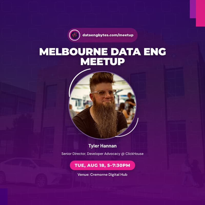 Cover Image for Melbourne Data Eng meetup, August Edition