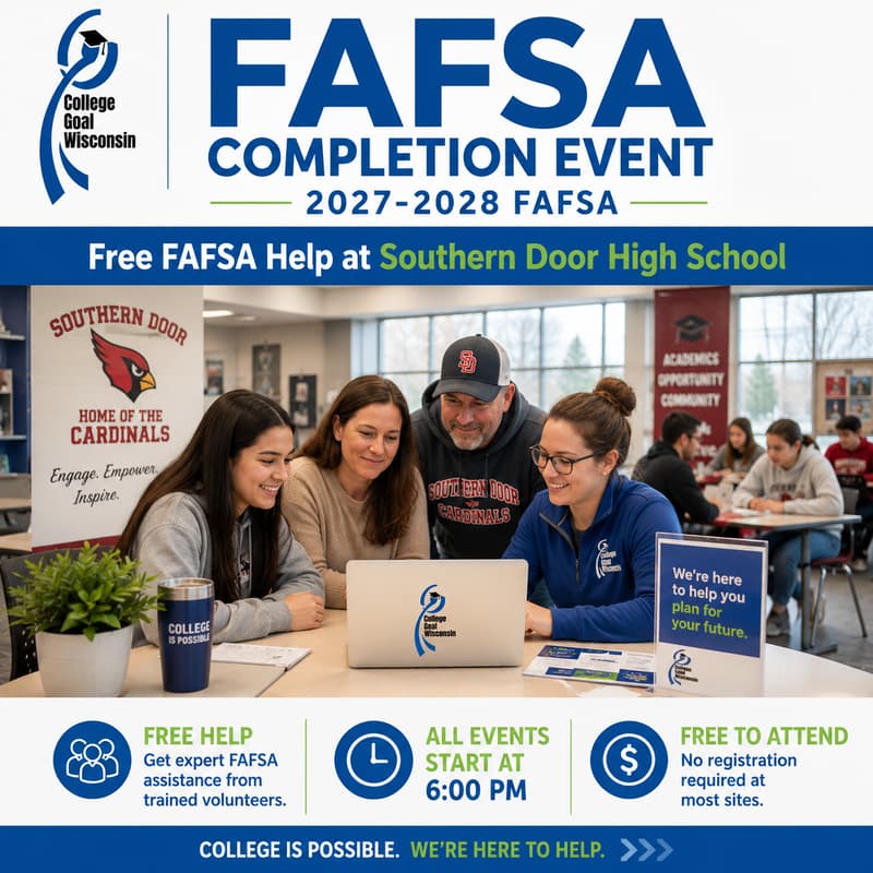 Cover Image for College Goal Wisconsin — Free FAFSA Help at Southern Door High School