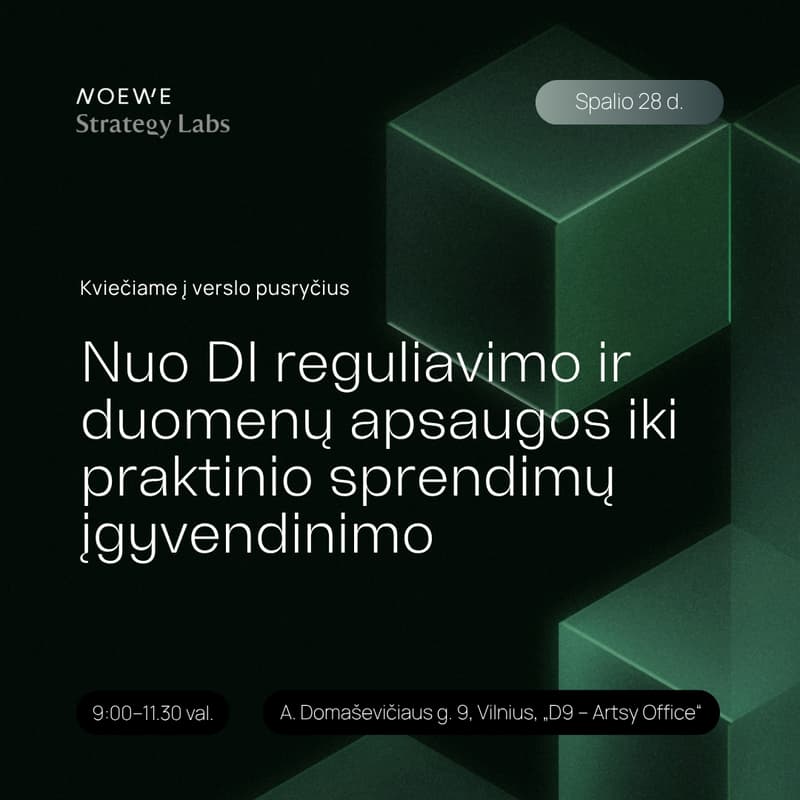 Cover Image for Verslo pusryčiai: nuo DI reguliavimo ir duomenų apsaugos iki praktinio sprendimų įgyvendinimo