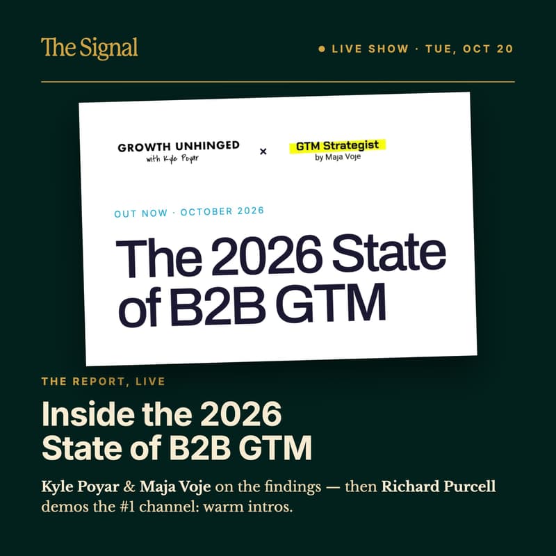 Cover Image for State of B2B GTM with Kyle Poyar & Maja Voje + a demo of warm intros/referrals with Richard Purcell.