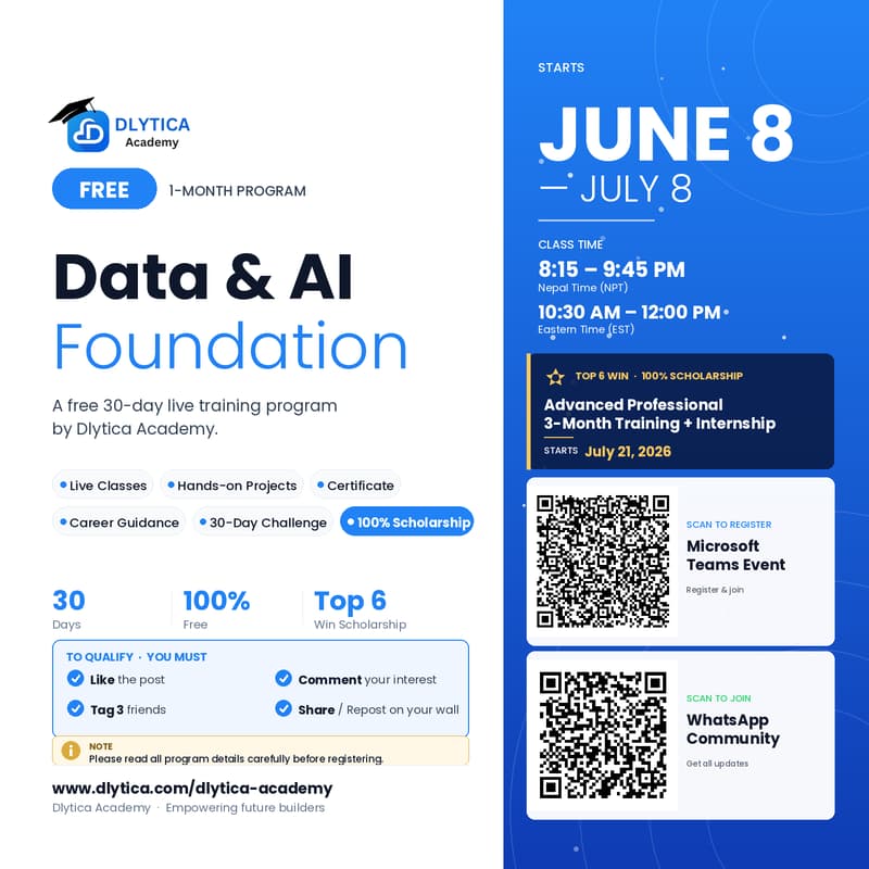 Cover Image for π Free 1-Month Data & AI Foundation Program by Dlytica Academy
