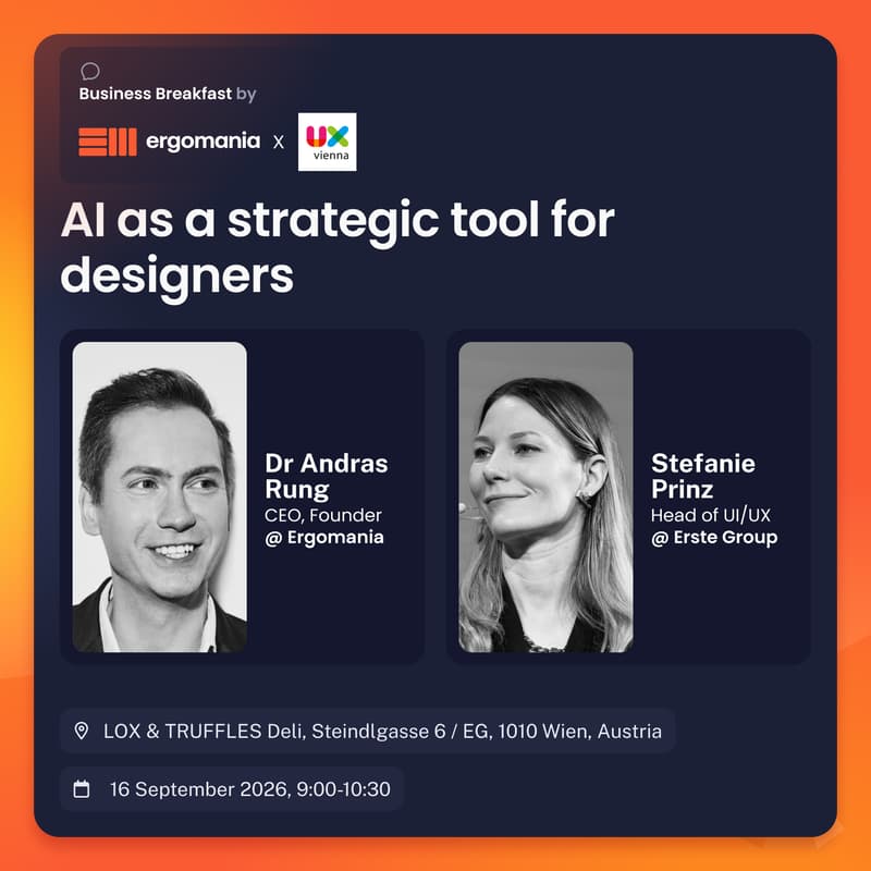 Cover Image for Business Breakfast by Ergomania x UX Vienna: AI as a strategic Tool for Designers