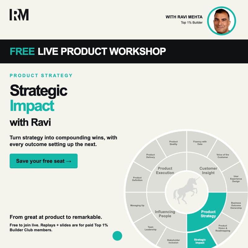 Cover Image for FREE LIVE with Ravi Mehta: Strategic Impact — Become a Top 1% Builder
