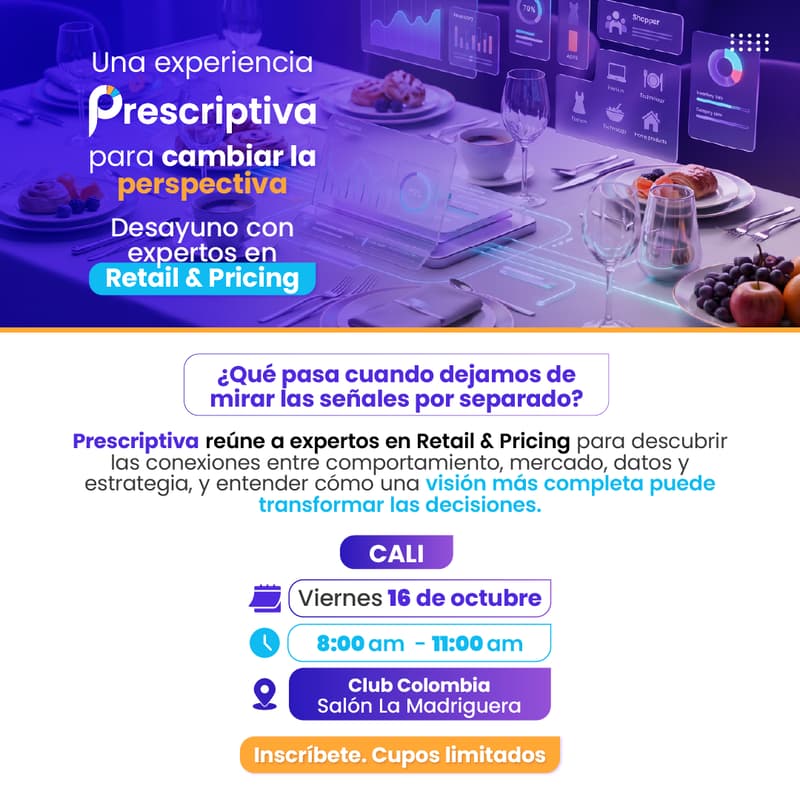 Cover Image for Desayuno con expertos en Retail y Pricing by Prescriptiva - Cali