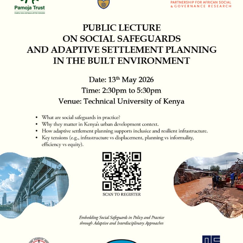 Cover Image for Public Lecture on Social Safeguards And Adaptive Settlement Planning in the Built Environment.