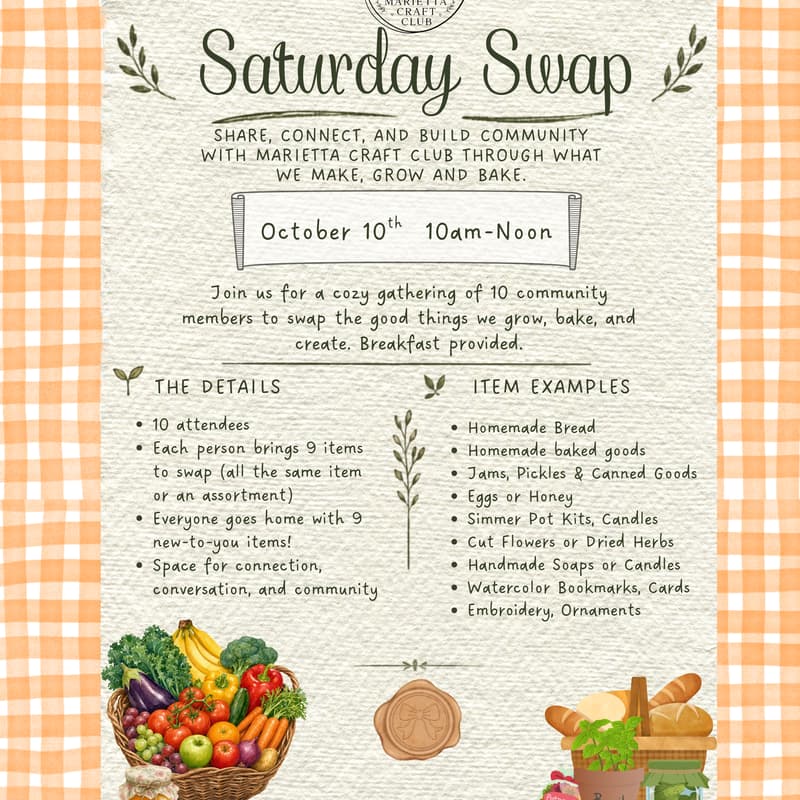 Cover Image for October Saturday Swap with Marietta Craft Club