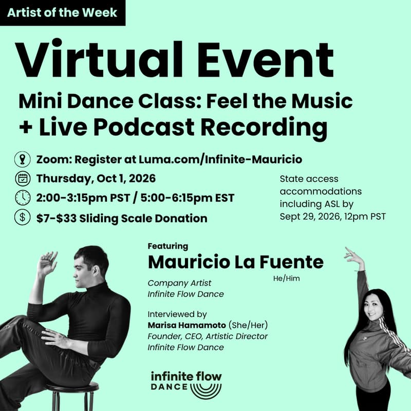 Cover Image for Virtual Event Featuring Mauricio La Fuente - Mini Dance Class: Feel the Music + Podcast Recording